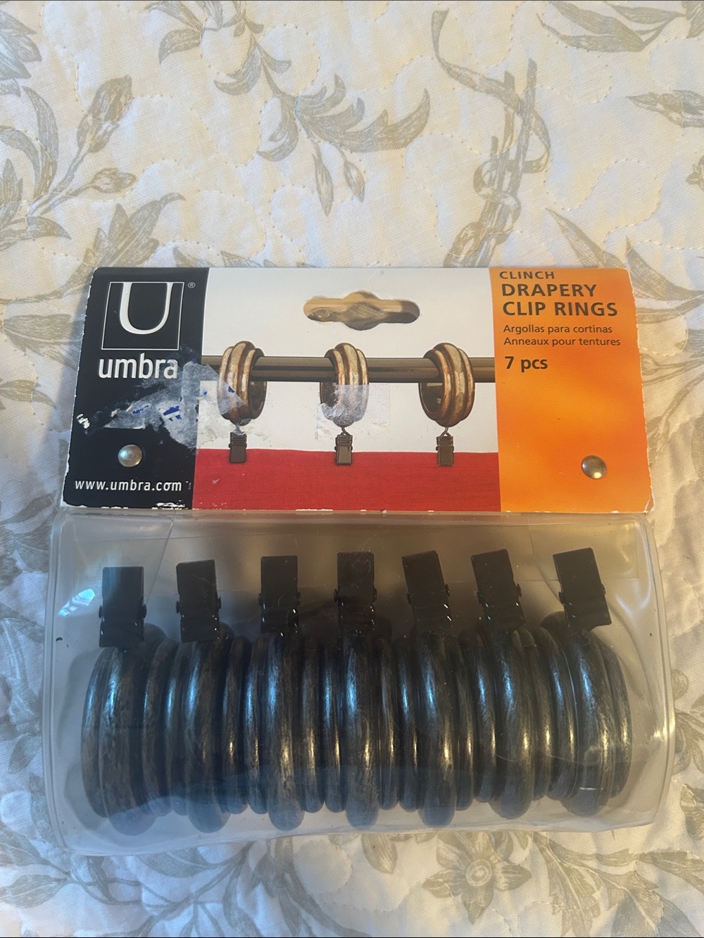 Umbra Clinch Drapery Clip Rings in Bronze/Black - 7 pcs